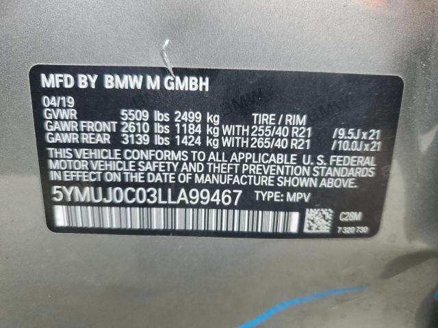 5YMUJ0C03LLA99467 - 2020 BMW X4 M COMPETITION GRAY photo 13