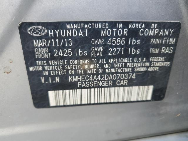 KMHEC4A42DA070374 - 2013 HYUNDAI SONATA HYBRID SILVER photo 12