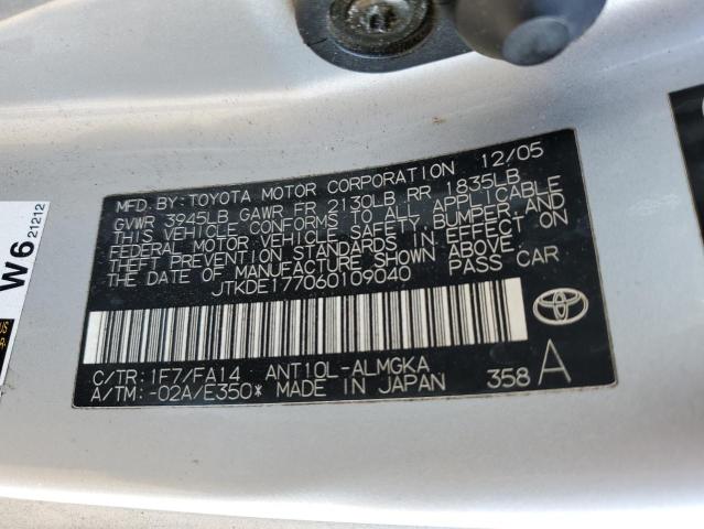 JTKDE177060109040 - 2006 TOYOTA SCION TC ვერცხლისფერი ფოტო 12