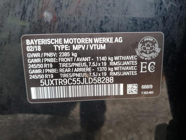 5UXTR9C55JLD58288 - 2018 BMW X3 XDRIVE30I BLACK photo 13