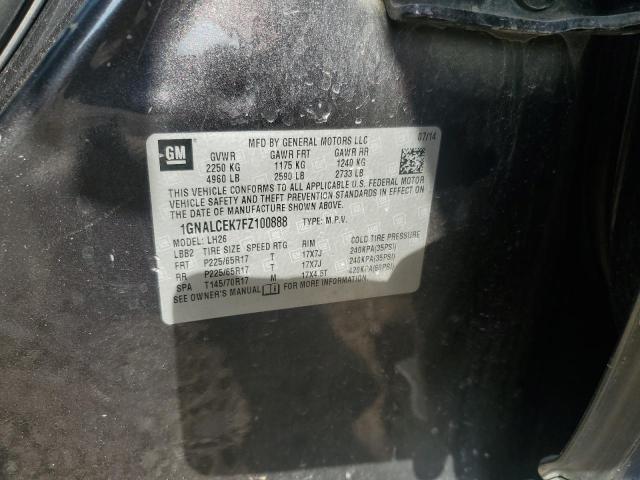 1GNALCEK7FZ100888 - 2015 CHEVROLET EQUINOX LT CHARCOAL photo 13