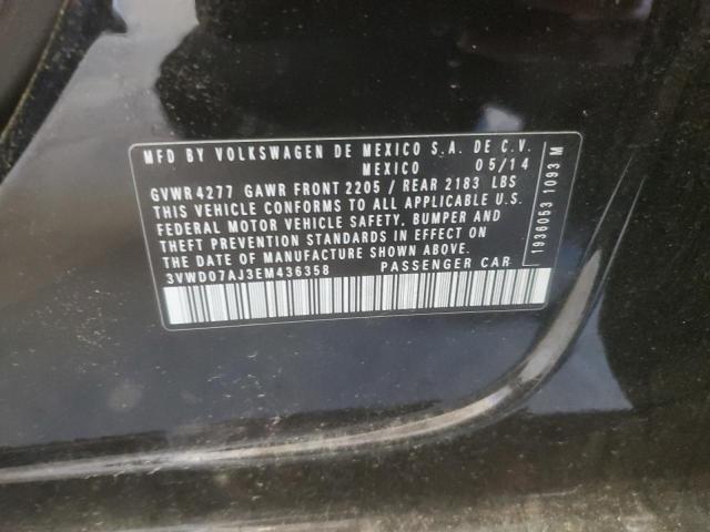 3VWD07AJ3EM436358 - 2014 VOLKSWAGEN JETTA SE BLACK photo 12