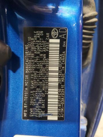 2T1BU4EE0AC499995 - 2010 TOYOTA COROLLA BASE BLUE photo 12