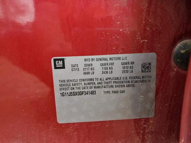 1G11J5SX0DF341483 - 2013 CHEVROLET MALIBU LTZ წითელი ფოტო 12