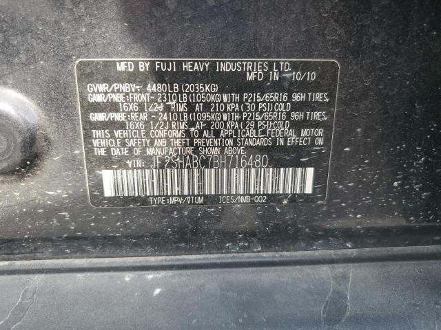 JF2SHABC7BH716480 - 2011 SUBARU FORESTER 2.5X Grafit foto 14