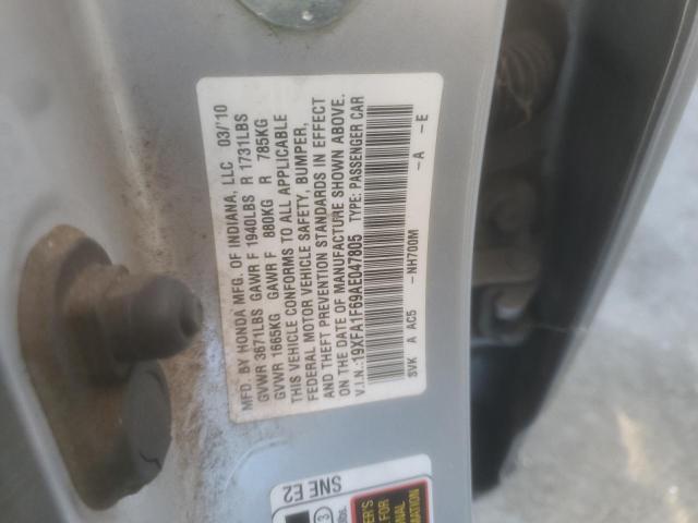 19XFA1F69AE047805 - 2010 HONDA CIVIC LX-S ვერცხლისფერი ფოტო 12