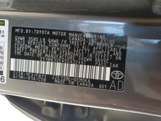 2T1BR32E45C432497 - 2005 TOYOTA COROLLA CE ნაცრისფერი ფოტო 13