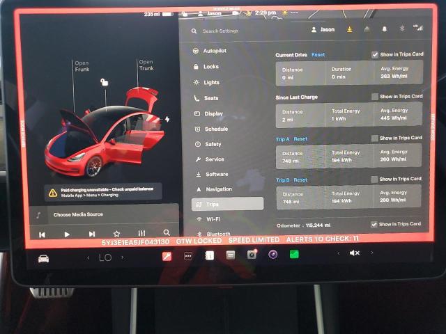 5YJ3E1EA5JF043130 - 2018 TESLA MODEL 3 Կարմիր լուսանկար 9