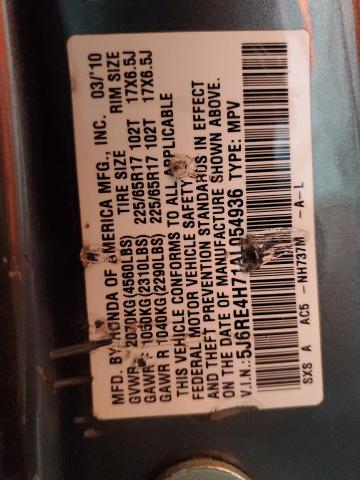 5J6RE4H71AL054936 - 2010 HONDA CR-V EXL GRAY photo 14