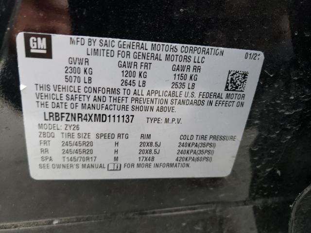 LRBFZNR4XMD111137 - 2021 BUICK ENVISION ESSENCE BLACK photo 13