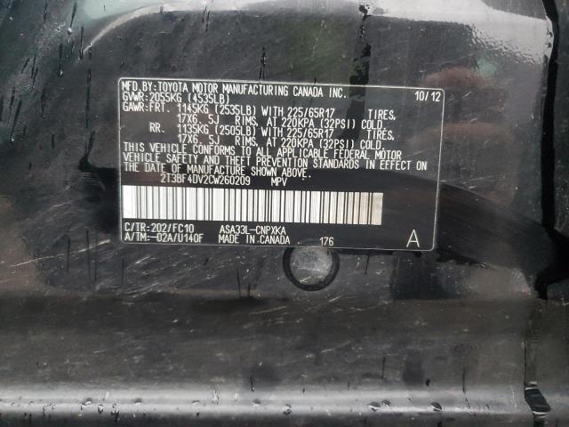2T3BF4DV2CW260209 - 2012 TOYOTA RAV4 黑色 照片 13