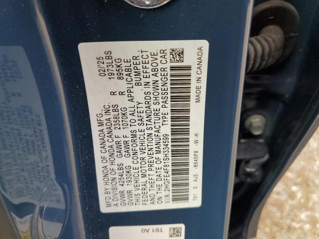 2HGFE4F81SH334599 - 2025 HONDA CIVIC SPORT Көк фото 12