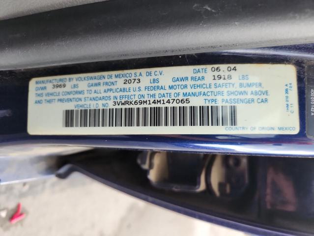 3VWRK69M14M147065 - 2004 VOLKSWAGEN JETTA GL 蓝色 照片 12