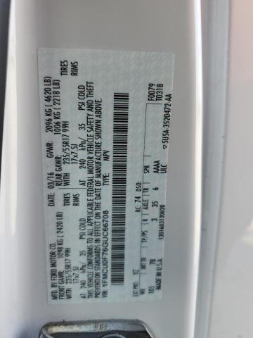 1FMCU0F76GUC66708 - 2016 FORD ESCAPE S WHITE photo 14