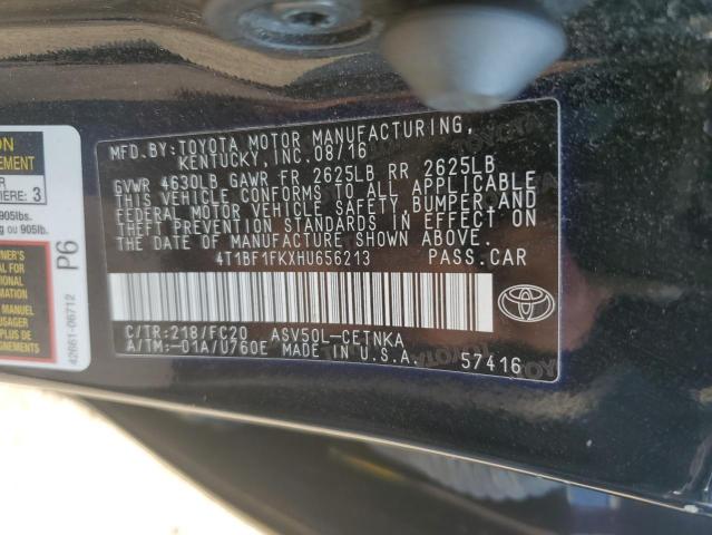 4T1BF1FKXHU656213 - 2017 TOYOTA CAMRY LE Schwarz Foto 12