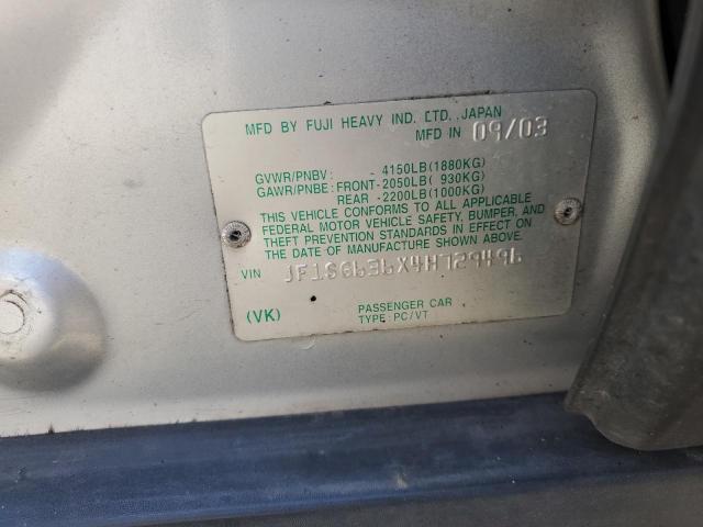 JF1SG636X4H729496 - 2004 SUBARU FORESTER 2.5X ვერცხლისფერი ფოტო 13