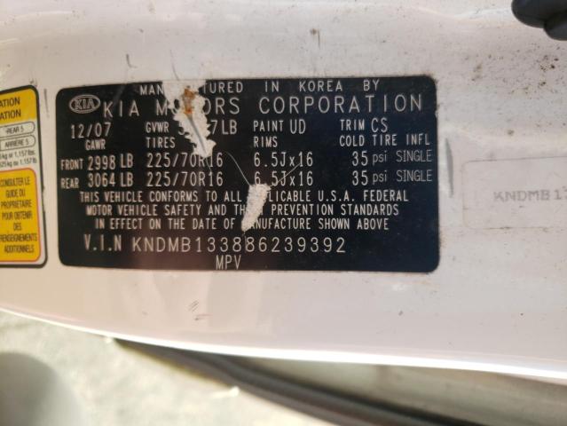 KNDMB133886239392 - 2008 KIA SEDONA WHITE photo 13