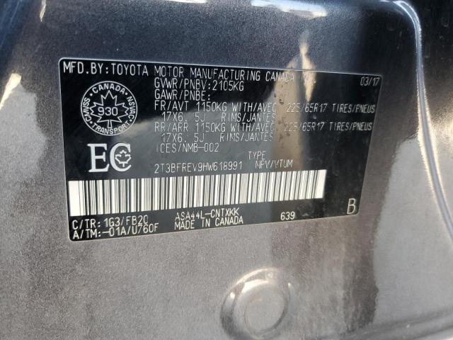 2T3BFREV9HW618991 - 2017 TOYOTA RAV4 LE Մոխրագույն լուսանկար 14