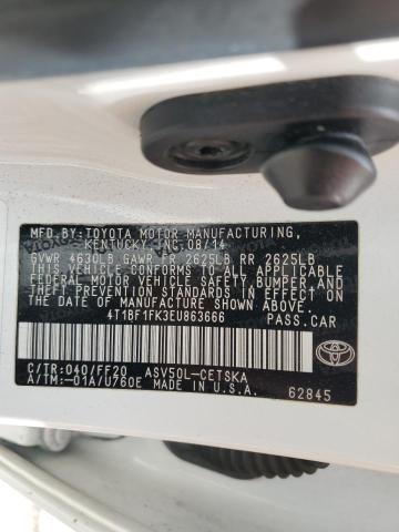 4T1BF1FK3EU863666 - 2014 TOYOTA CAMRY L WHITE photo 12