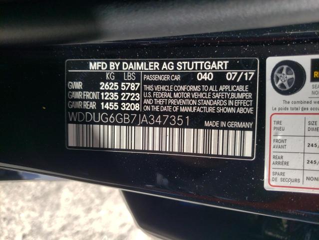 WDDUG6GB7JA347351 - 2018 MERCEDES-BENZ S 450 BLACK photo 12