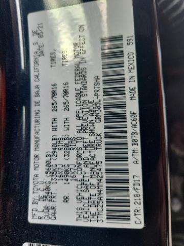 3TMCZ5AN4MM425475 - 2021 TOYT TACOMA DOUBLE CAB BLACK photo 12