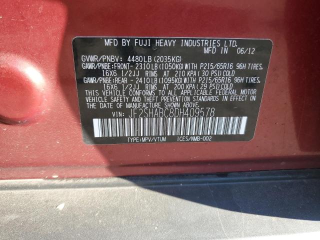 JF2SHABC8DH409578 - 2013 SUBARU FORESTER 2.5X Бордовий фото 13