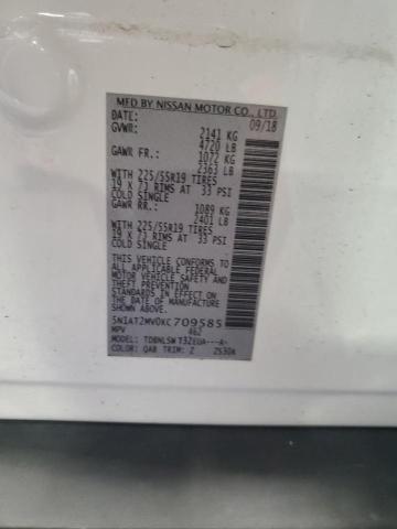 5N1AT2MV0KC709585 - 2019 NISSAN ROGUE S თეთრი ფოტო 13