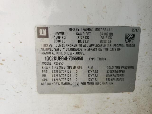 1GC2KUEG4HZ366860 - 2017 CHEVROLET SILVERADO K2500 HEAVY DUTY WHITE photo 12