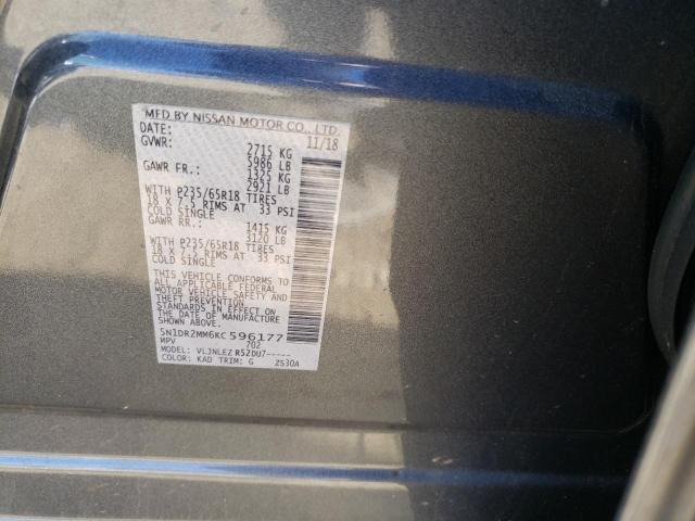 5N1DR2MM6KC596177 - 2019 NISSAN PATHFINDER S Boz foto 12