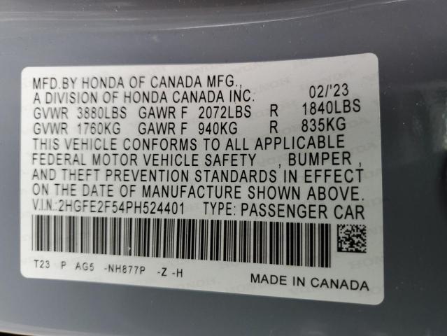 2HGFE2F54PH524401 - 2023 HONDA CIVIC SPORT 青绿色 照片 12