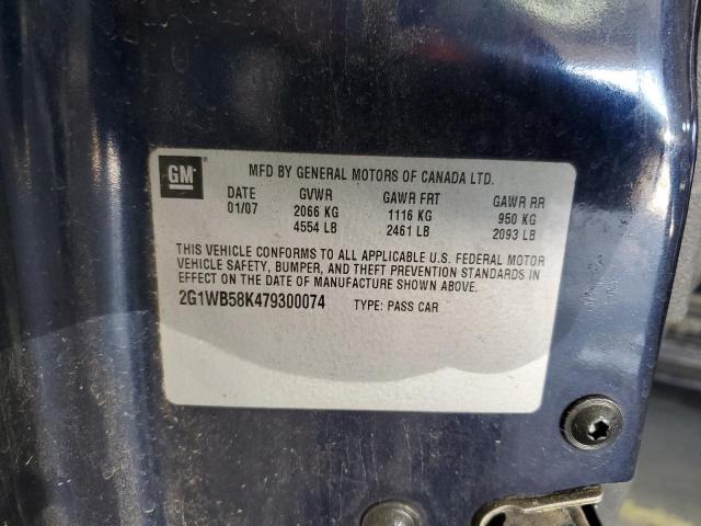 2G1WB58K479300074 - 2007 CHEVROLET IMPALA LS BLUE photo 12