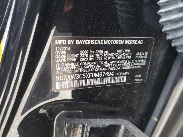 5UXXW3C5XF0M87494 - 2015 BMW X4 XDRIVE28I BLACK photo 12