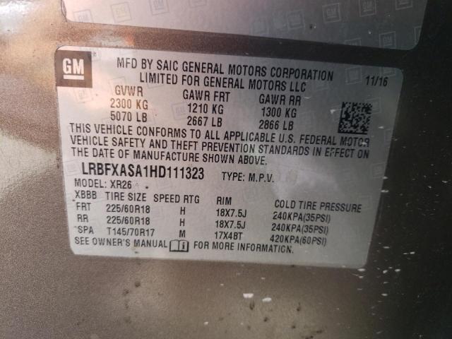 LRBFXASA1HD111323 - 2017 BUICK ENVISION PREFERRED BROWN photo 13