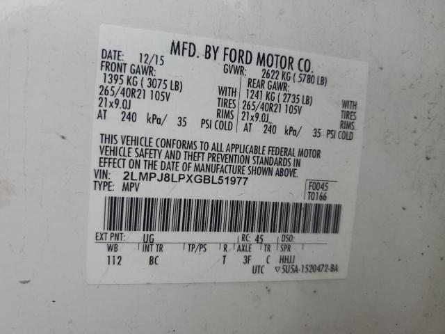 2LMPJ8LPXGBL51977 - 2016 LINCOLN MKX RESERVE Ağ foto 13