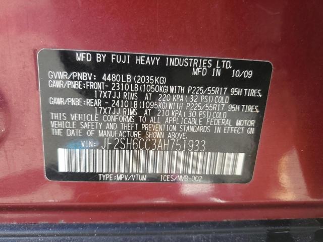 JF2SH6CC3AH751933 - 2010 SUBARU FORESTER 2.5X PREMIUM RED photo 13