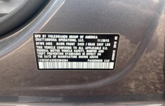 1VWCN7A3XEC054294 - 2014 VOLKSWAGEN PASSAT SEL Մոխրագույն լուսանկար 10