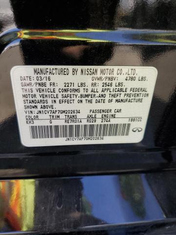 JN1CV7AP7GM202634 - 2016 INFINITI Q50 BASE Siyah fotoğraf 13