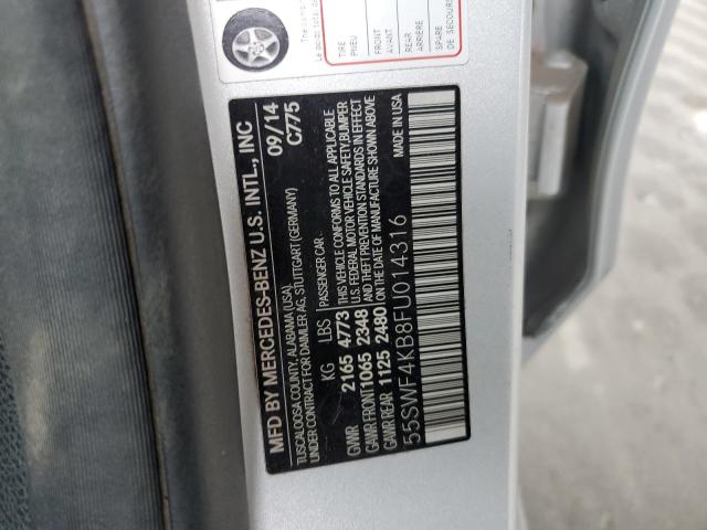 55SWF4KB8FU014316 - 2015 MERCEDES-BENZ C 300 4MATIC SILVER photo 12