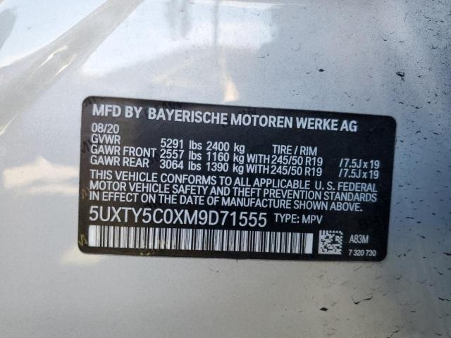 5UXTY5C0XM9D71555 - 2021 BMW X3 XDRIVE30I SILVER photo 14