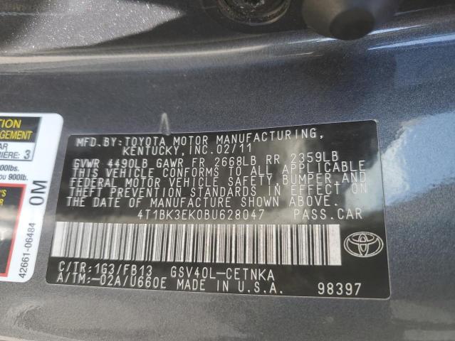 4T1BK3EK0BU628047 - 2011 TOYOTA CAMRY SE Сірий фото 13