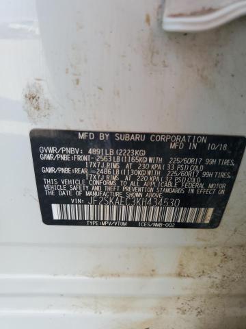 JF2SKAEC3KH434530 - 2019 SUBARU FORESTER PREMIUM WHITE photo 12