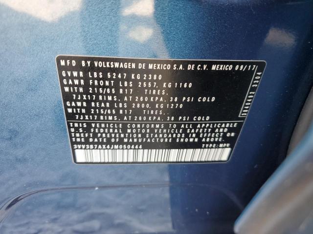 3VV3B7AX4JM050444 - 2018 VOLKSWAGEN TIGUAN SE BLUE photo 13