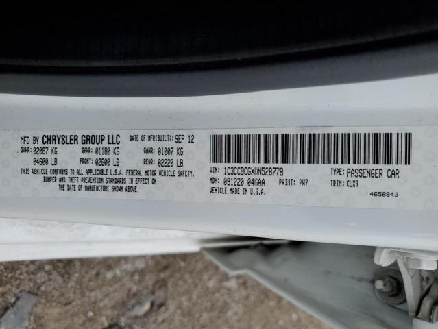 1C3CCBCGXDN528778 - 2013 CHRYSLER 200 LIMITED WHITE photo 12