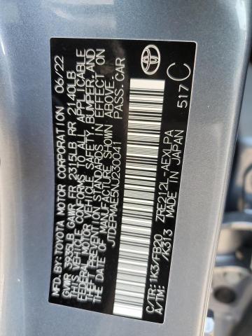 JTDEPMAE5NJ230041 - 2022 TOYOTA COROLLA LE BLUE photo 12