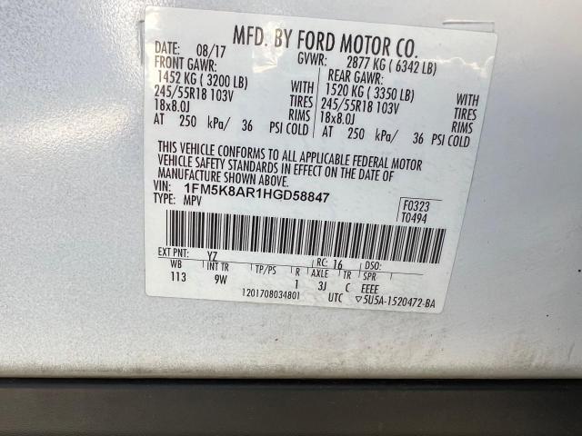 1FM5K8AR1HGD58847 - 2017 FORD EXPLORER POLICE INTERCEPTOR Ağ foto 10