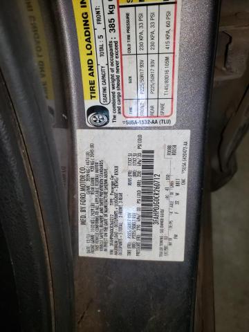 3FAHP0JG0CR260712 - 2012 FORD FUSION SEL GRAY photo 12