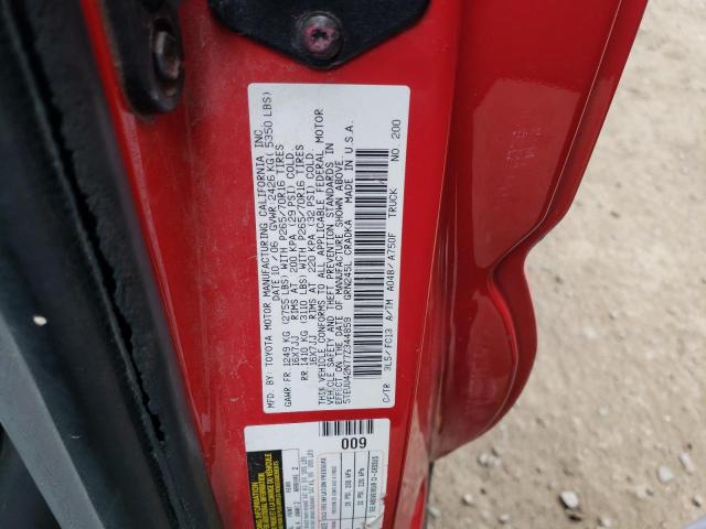 5TEUU42N77Z344859 - 2007 TOYOTA TACOMA ACCESS CAB წითელი ფოტო 12