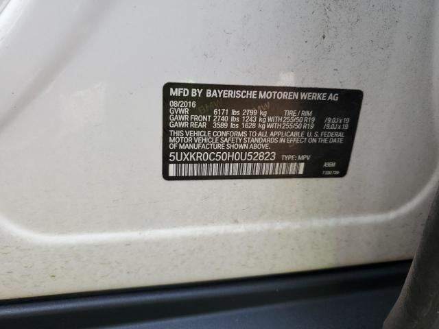 5UXKR0C50H0U52823 - 2017 BMW X5 XDRIVE35I WHITE photo 13