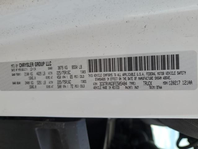 3C6TRVAG3FE505484 - 2015 RAM PROMASTER 1500 STANDARD WHITE photo 14