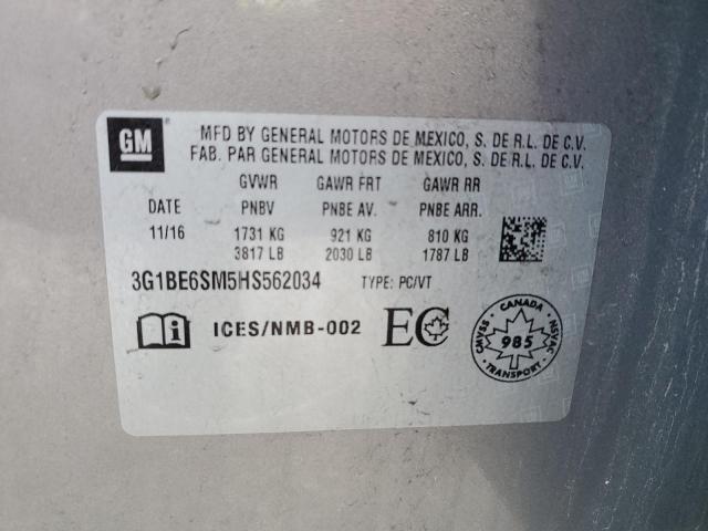 3G1BE6SM5HS562034 - 2017 CHEVROLET CRUZE LT 石墨色 照片 12